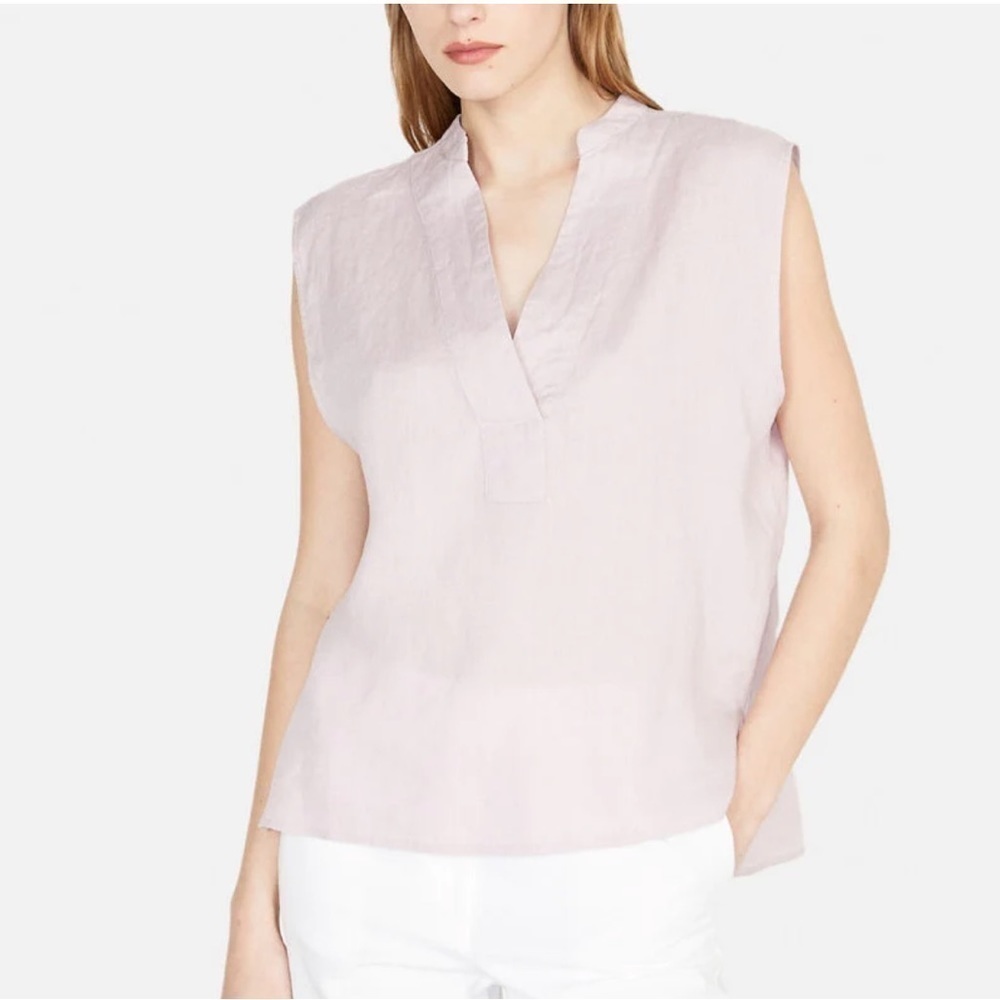 Lord & Taylor 100% Linen Baby Lilac Purple Short Sleeve Blouse Size S